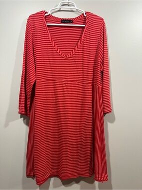 Cut Loose Red Striped V-Neck Long Sleeve Dress Size XL